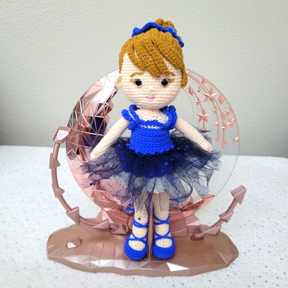 Handmade Crochet Ballerina Doll in Blue